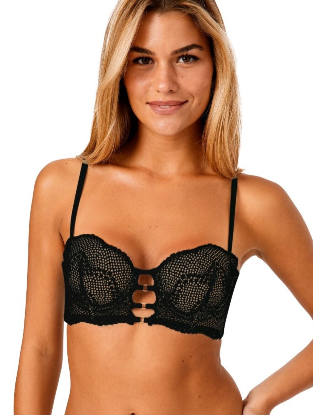 Jet Black Adore Me Nude Push Up Balconette Bra 38D NWT